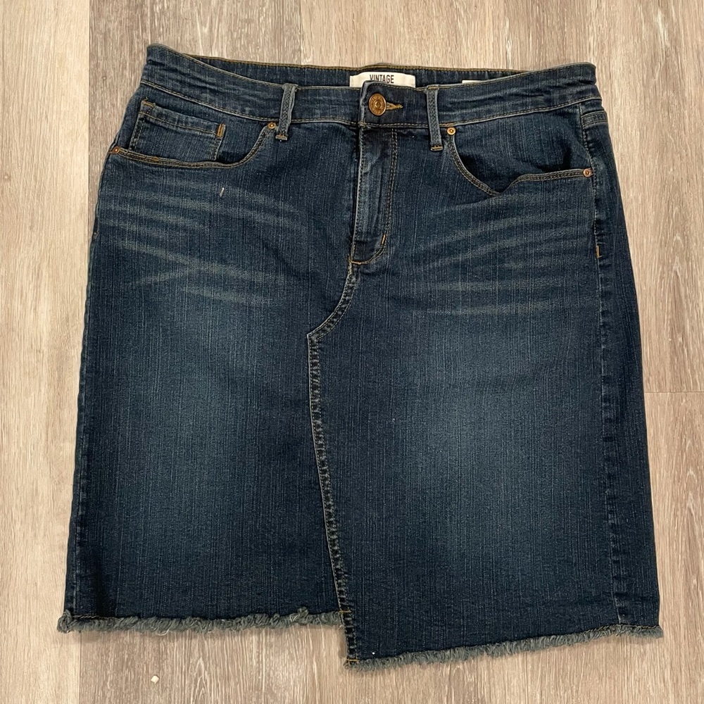 Wonderland Step-hem midi denim skirt